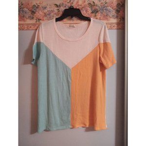 Bibi Large Colorful Ribbed Color Block Casual Top